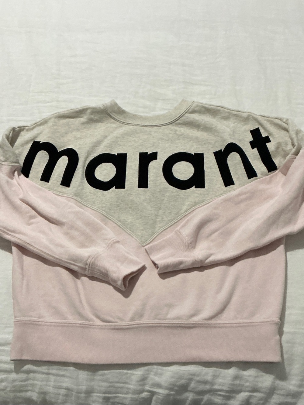 Isabel Marant Pink & Cream Logo Crewneck Sweater